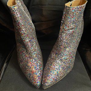 Multicolor Glitter Ankle Bootie